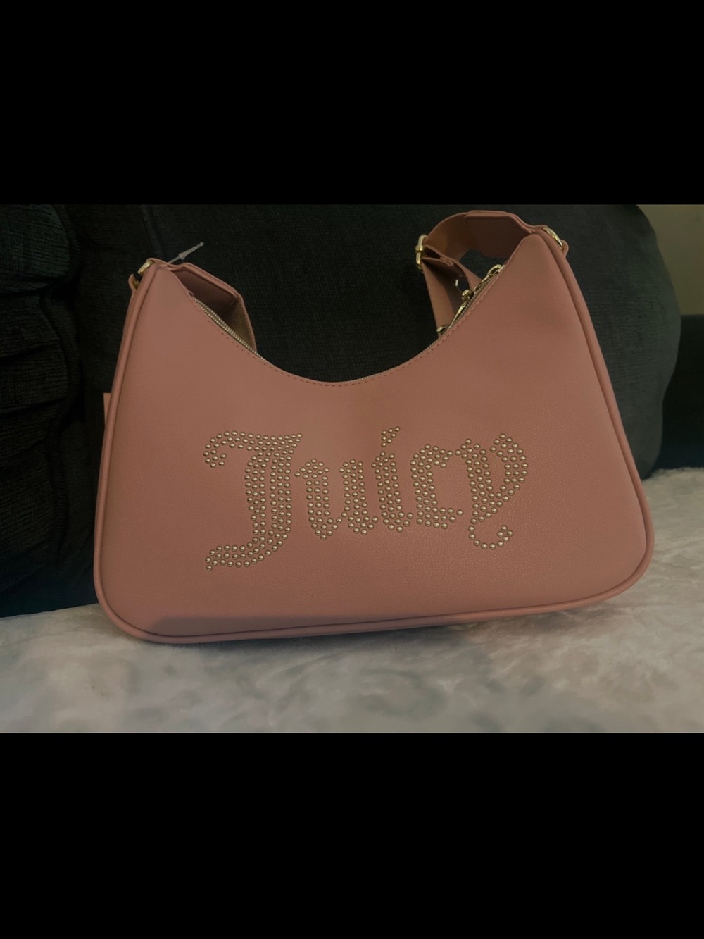 Juicy Couture Pink Studded Logo Hobo Shoulder Bag